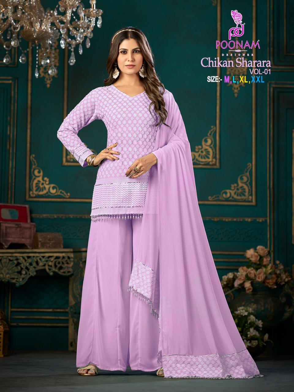 Chikan Sharara Vol 1 By Poonam Readymade Sharara Suits Catalog